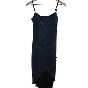 City Triangles Womens Sz S Blue Glitter Strappy Dress Vintage Y2K Asymmetrical